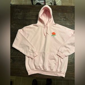 Bowery Supply Co. women’s sweatshirt, Large; pink with rose design